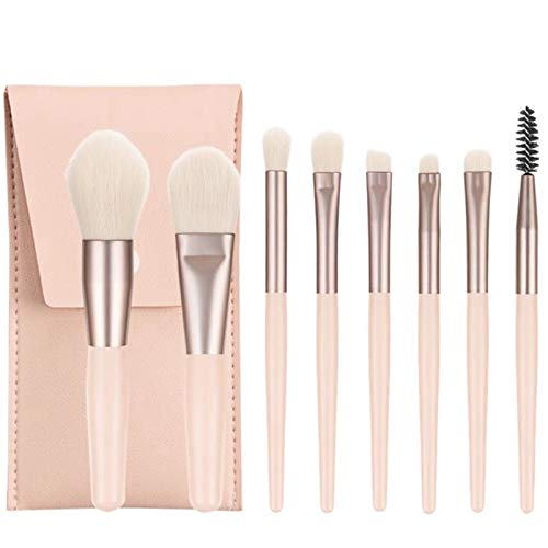 Pyatofy 8 StüCk Mini Tragbare Weiche Make-Up Pinsel Set Lidschatten Foundation Concealer Blush Make-Up Pinsel Set Aprikose von Pyatofy