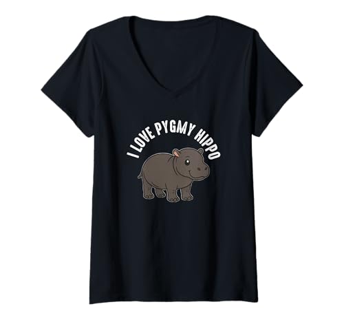 Damen I Love Pygmy Nilpferd Nilpferd lustig niedlich T-Shirt mit V-Ausschnitt Damen I Love Pygmy Nilpferd Nilpferd lustig niedlich T-Shirt mit V-Ausschnitt von Pygmy Hippo Merchandise Apparel