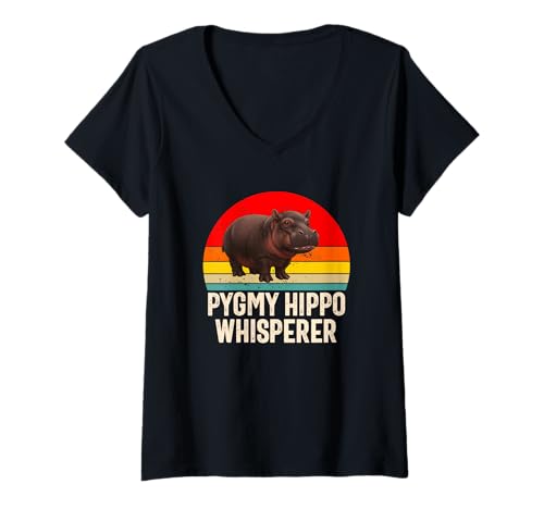 Damen Pygmy Nilpferd Flüsterer Nilpferd Lustig Niedlich T-Shirt mit V-Ausschnitt Damen Pygmy Nilpferd Flüsterer Nilpferd Lustig Niedlich T-Shirt mit V-Ausschnitt von Pygmy Hippo Merchandise Apparel