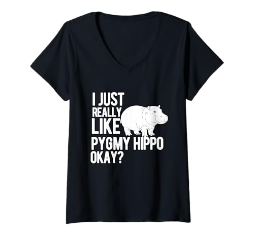 Damen Pygmy Nilpferd Nilpferd I just Really Like T-Shirt mit V-Ausschnitt Damen Pygmy Nilpferd Nilpferd I just Really Like T-Shirt mit V-Ausschnitt von Pygmy Hippo Merchandise Apparel