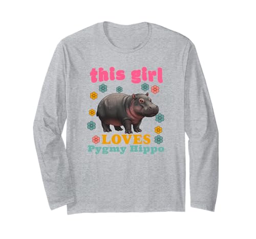 Dieses Mädchen liebt Pygmäen, Nilpferd, Nilpferd, Lustig, Süß Langarmshirt von Pygmy Hippo Merchandise Apparel
