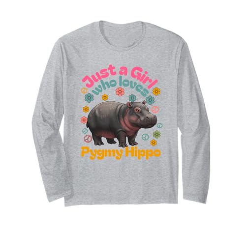 Just A Girl Pygmy Nilpferd Nilpferd Lustig Niedlich Langarmshirt von Pygmy Hippo Merchandise Apparel