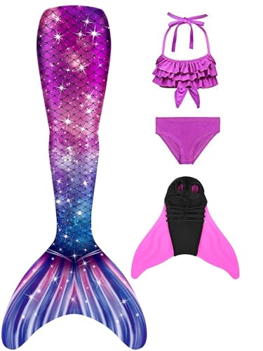 Pyjacos Meerjungfrauenflosse Mädchen Neuer Mermaid Tail, 4 Stück Set,R8fen-130 Pyjacos Meerjungfrauenflosse Mädchen Neuer Mermaid Tail, 4 Stück Set,R8fen-130 von Pyjacos