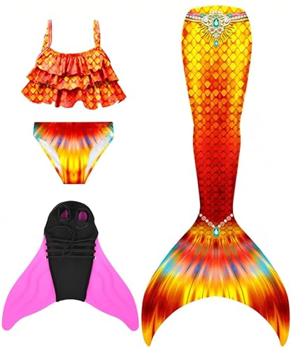 Pyjacos monofin Mädchen 4 Stück Set KK8，fenM5-140 von Pyjacos