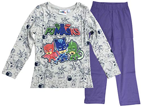 PJ Masks Mädchen Schlafanzug (grau-Allover, 104) von Pyjamahelden