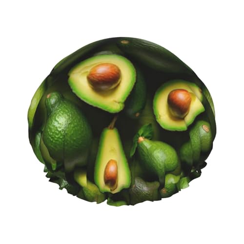 Avocado-Muster Druck Duschhaube für Damen, wiederverwendbare Badehaube, atmungsaktive Duschhaube, Badeduschhauben mit verstellbarer von Pyjwyfmy