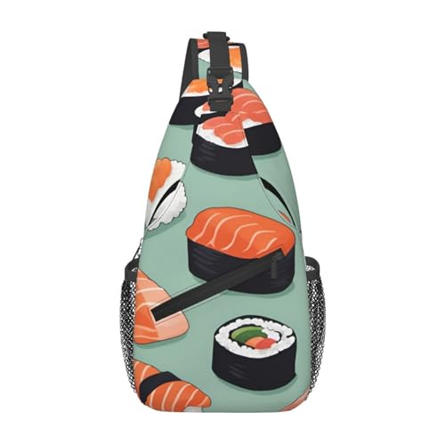 Delicious Sushi-Print Schultertasche für Damen und Herren, modische One-Shoulder-Umhängetasche, Reise-Bauchtasche, Umhängetasche von Pyjwyfmy