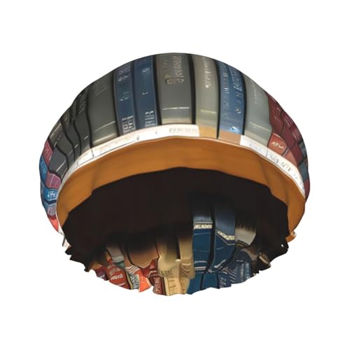 Duschhaube mit Bücherregaldruck für Damen, wiederverwendbare Badekappe, atmungsaktive Duschhaube, Badeduschhauben mit verstellbaren von Pyjwyfmy