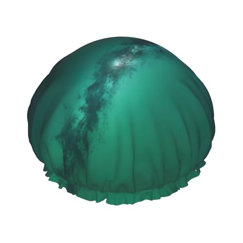 Duschhaube mit Galaxie-Aufdruck für Damen, wiederverwendbare Badehaube, atmungsaktive Duschhaube, Bade-Duschhauben mit verstellbarer von Pyjwyfmy