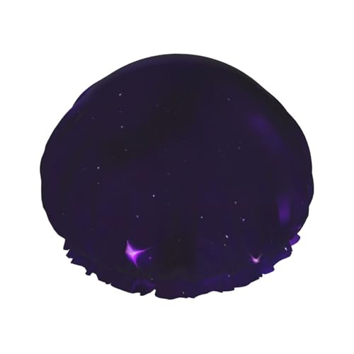 Duschhaube mit Galaxie-Motiv, violett, Sternenhimmel, für Damen, wiederverwendbare Badehaube, atmungsaktive Duschhaube, Badeduschhauben mit verstellbarer von Pyjwyfmy