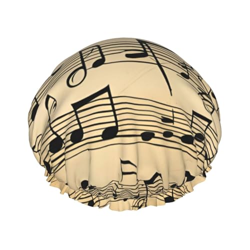 Duschhaube mit Musiknoten für Damen, wiederverwendbare Badekappe, atmungsaktive Duschhaube, Badeduschhauben mit verstellbaren von Pyjwyfmy