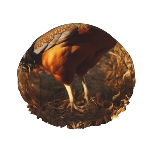 Hahn-Druck-Duschhaube für Damen, wiederverwendbare Badehaube, atmungsaktive Duschhaube, Bade-Duschhauben mit verstellbarer von Pyjwyfmy
