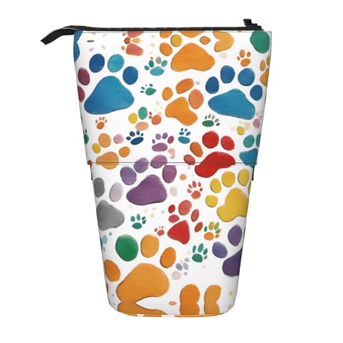 Pyjwyfmy Federmäppchen mit Pfotenabdruck-Kunstdruck, Teleskop-Stifttasche, tragbarer Stifthalter für Arbeitszimmer oder Bürobedarf von Pyjwyfmy