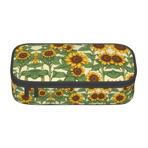 Pyjwyfmy Federmäppchen mit Sonnenblumen-Aufdruck, großes Fassungsvermögen, großes Fassungsvermögen, Make-up-Tasche Pyjwyfmy Federmäppchen mit Sonnenblumen-Aufdruck, großes Fassungsvermögen, großes Fassungsvermögen, Make-up-Tasche von Pyjwyfmy