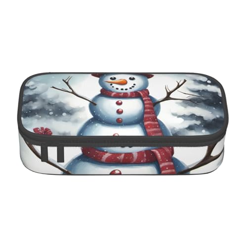 Pyjwyfmy Federmäppchen mit Weihnachtsmotiv und Schneemann-Druck, großes Fassungsvermögen, großes Fassungsvermögen, Make-up-Tasche von Pyjwyfmy