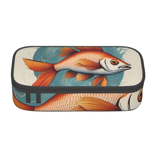 Pyjwyfmy Federmäppchen mit schönem Fischdruck, großes Fassungsvermögen, großes Fassungsvermögen, große Aufbewahrung, Make-up-Tasche Pyjwyfmy Federmäppchen mit schönem Fischdruck, großes Fassungsvermögen, großes Fassungsvermögen, große Aufbewahrung, Make-up-Tasche von Pyjwyfmy