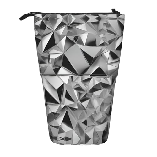 Pyjwyfmy Silberfarbenes Federmäppchen mit geometrischem Figurendruck, Teleskop-Stifttasche, tragbarer Stifthalter für Arbeitszimmer oder Bürobedarf Pyjwyfmy Silberfarbenes Federmäppchen mit geometrischem Figurendruck, Teleskop-Stifttasche, tragbarer Stifthalter für Arbeitszimmer oder Bürobedarf von Pyjwyfmy