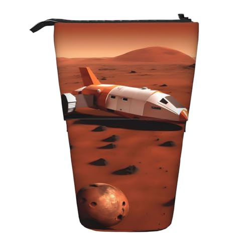 Pyjwyfmy Stehendes Federmäppchen mit Mars-Planeten-Druck, Teleskop-Stifttasche, tragbarer Stifthalter für Studien- oder Bürobedarf von Pyjwyfmy