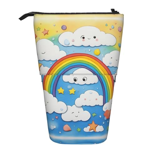 Pyjwyfmy Stehendes Federmäppchen mit Regenbogen-Wolken-Motiv, Teleskop-Stifttasche, tragbarer Stifthalter für Arbeitszimmer oder Bürobedarf Pyjwyfmy Stehendes Federmäppchen mit Regenbogen-Wolken-Motiv, Teleskop-Stifttasche, tragbarer Stifthalter für Arbeitszimmer oder Bürobedarf von Pyjwyfmy