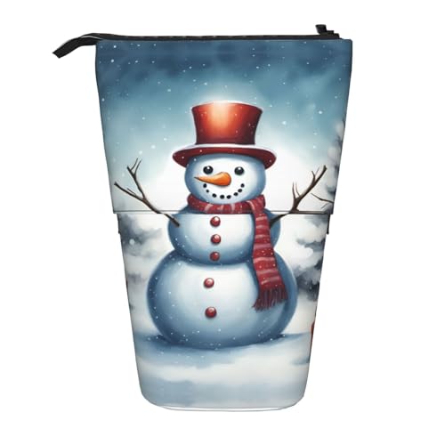 Pyjwyfmy Stehendes Federmäppchen mit Schneemann-Motiv, Teleskop-Stifttasche, tragbarer Stifthalter für Arbeitszimmer oder Bürobedarf von Pyjwyfmy