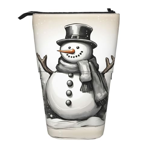 Pyjwyfmy Stehendes Federmäppchen mit Schneemann-Motiv, Teleskop-Stifttasche, tragbarer Stifthalter für Arbeitszimmer oder Bürobedarf von Pyjwyfmy