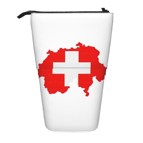 Pyjwyfmy Stehendes Federmäppchen mit Schweizer Flagge, Teleskop-Stifttasche, tragbarer Stifthalter für Arbeitszimmer oder Bürobedarf Pyjwyfmy Stehendes Federmäppchen mit Schweizer Flagge, Teleskop-Stifttasche, tragbarer Stifthalter für Arbeitszimmer oder Bürobedarf von Pyjwyfmy