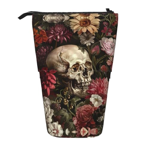 Pyjwyfmy Stehendes Federmäppchen mit Totenkopf-Motiv, Teleskop-Stifttasche, tragbarer Stifthalter für Arbeitszimmer oder Bürobedarf von Pyjwyfmy