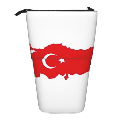 Pyjwyfmy Stehendes Federmäppchen mit Türkei-Flagge, Teleskop-Stifttasche, tragbarer Stifthalter für Arbeitszimmer oder Bürobedarf von Pyjwyfmy