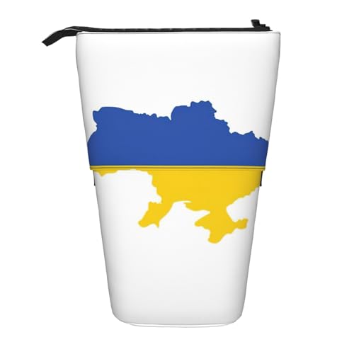 Pyjwyfmy Stehendes Federmäppchen mit Ukraine-Flagge, Teleskop-Stifttasche, tragbarer Stifthalter für Studien- oder Bürobedarf von Pyjwyfmy