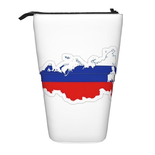 Pyjwyfmy Stehendes Federmäppchen mit russischer Flagge, Teleskop-Stifttasche, tragbarer Stifthalter für Arbeitszimmer oder Bürobedarf von Pyjwyfmy