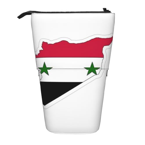 Pyjwyfmy Stehendes Federmäppchen mit syrischer Flagge, Teleskop-Stifttasche, tragbarer Stifthalter für Studien- oder Bürobedarf von Pyjwyfmy