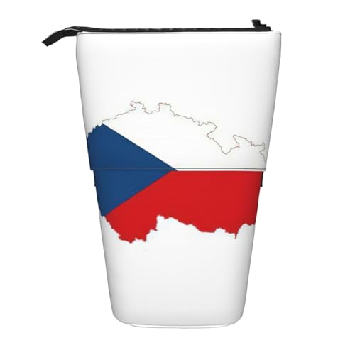 Pyjwyfmy Stehendes Federmäppchen mit tschechischer Flagge, Teleskop-Stifttasche, tragbarer Stifthalter für Arbeitszimmer oder Bürobedarf von Pyjwyfmy