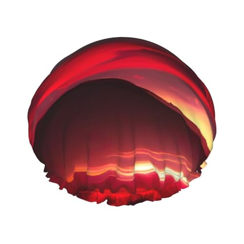 Roter Himmel bei Nacht Sternenhimmel Druck-Duschhaube für Damen, wiederverwendbare Badehaube, atmungsaktive Duschhauben, Badeduschhauben mit verstellbarer von Pyjwyfmy