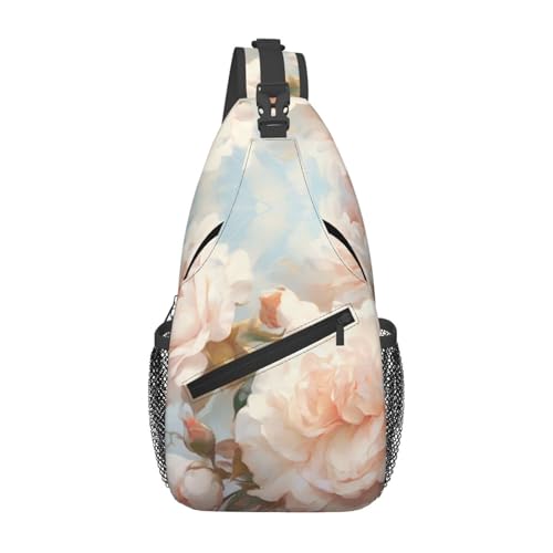 Schultertasche mit Rosen-Blumenmuster und Blumendruck, für Damen und Herren, modisch, eine Schultertasche, Umhängetasche, Reise-Bauchtasche von Pyjwyfmy