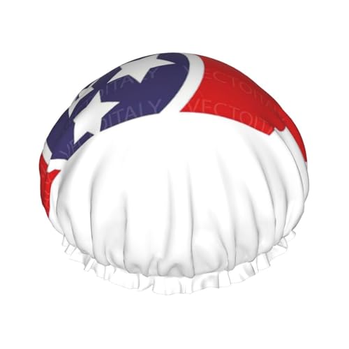 Tennessee State Flag Map Print Duschhaube für Frauen, wiederverwendbare Badehaube, atmungsaktive Duschhauben, Badeduschhauben mit verstellbarer von Pyjwyfmy