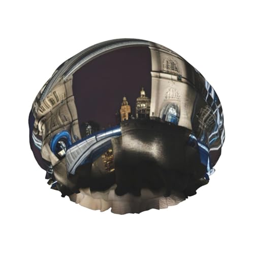 Tower Bridge In London Duschhaube für Damen, wiederverwendbare Badehaube, atmungsaktive Duschhaube, Badeduschhaube, verstellbar von Pyjwyfmy