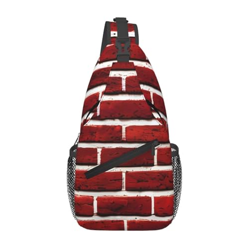 Umhängetasche für Damen und Herren, modisch, mit Steinmuster, Ziegelrot, Umhängetasche, Reisetasche, Umhängetasche von Pyjwyfmy