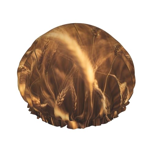 Weizenfelddruck-Duschhaube für Damen, wiederverwendbare Badehaube, atmungsaktive Duschhaube, Badeduschhauben mit verstellbarer von Pyjwyfmy