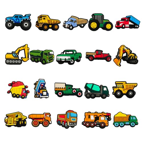 Pynzeka 20pcs Vielseitige Schuhanstecker in Bagger-Form Cartoon Schuh Dekoration PVC für Kinder und Erwachsene von Pynzeka