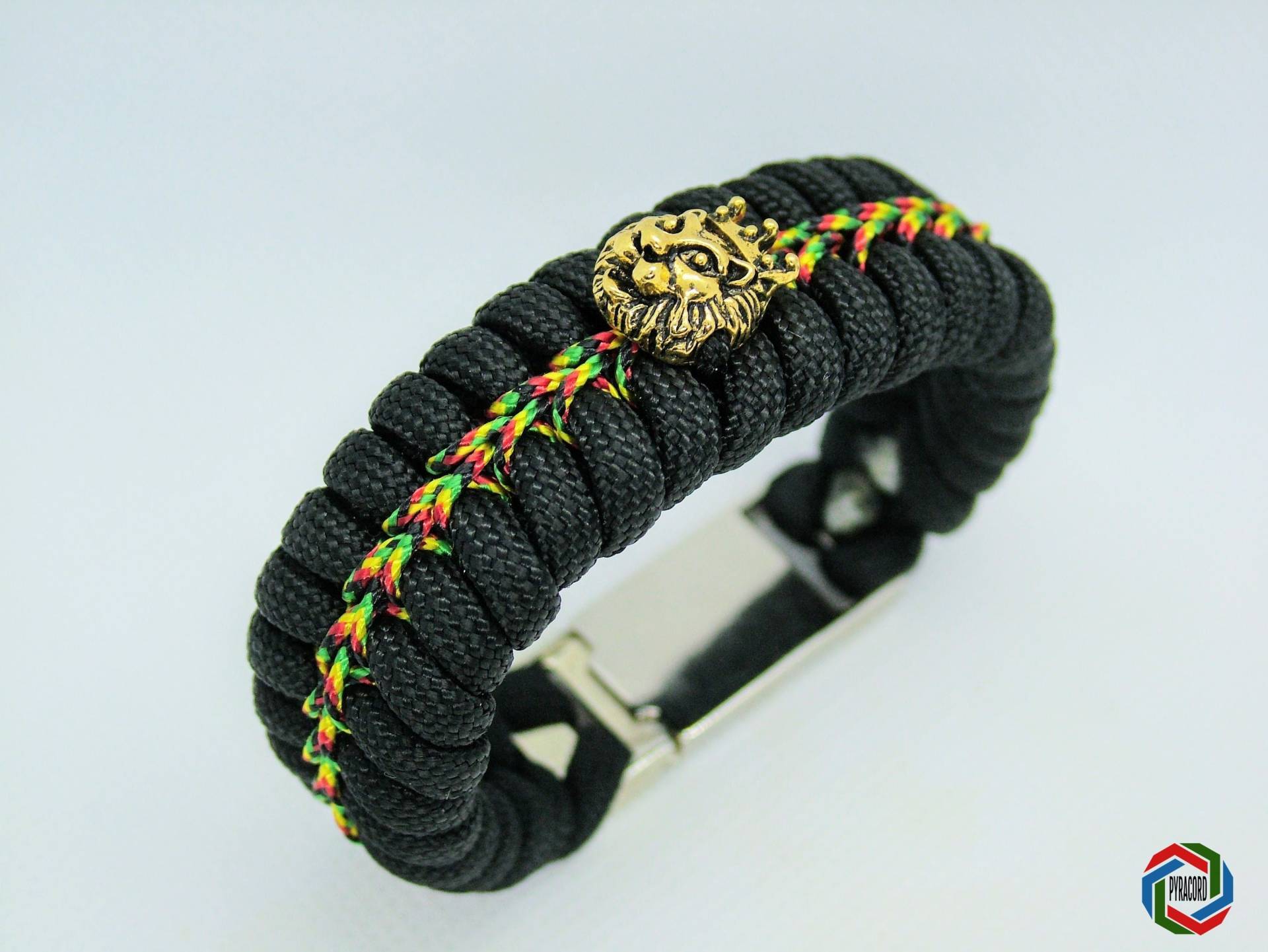 Lion Rasta Armband King Lion Handgemachtes Paracord Mit Metallschnalle/Löwen Bob Marley Reggae Für Männer von Pyracord