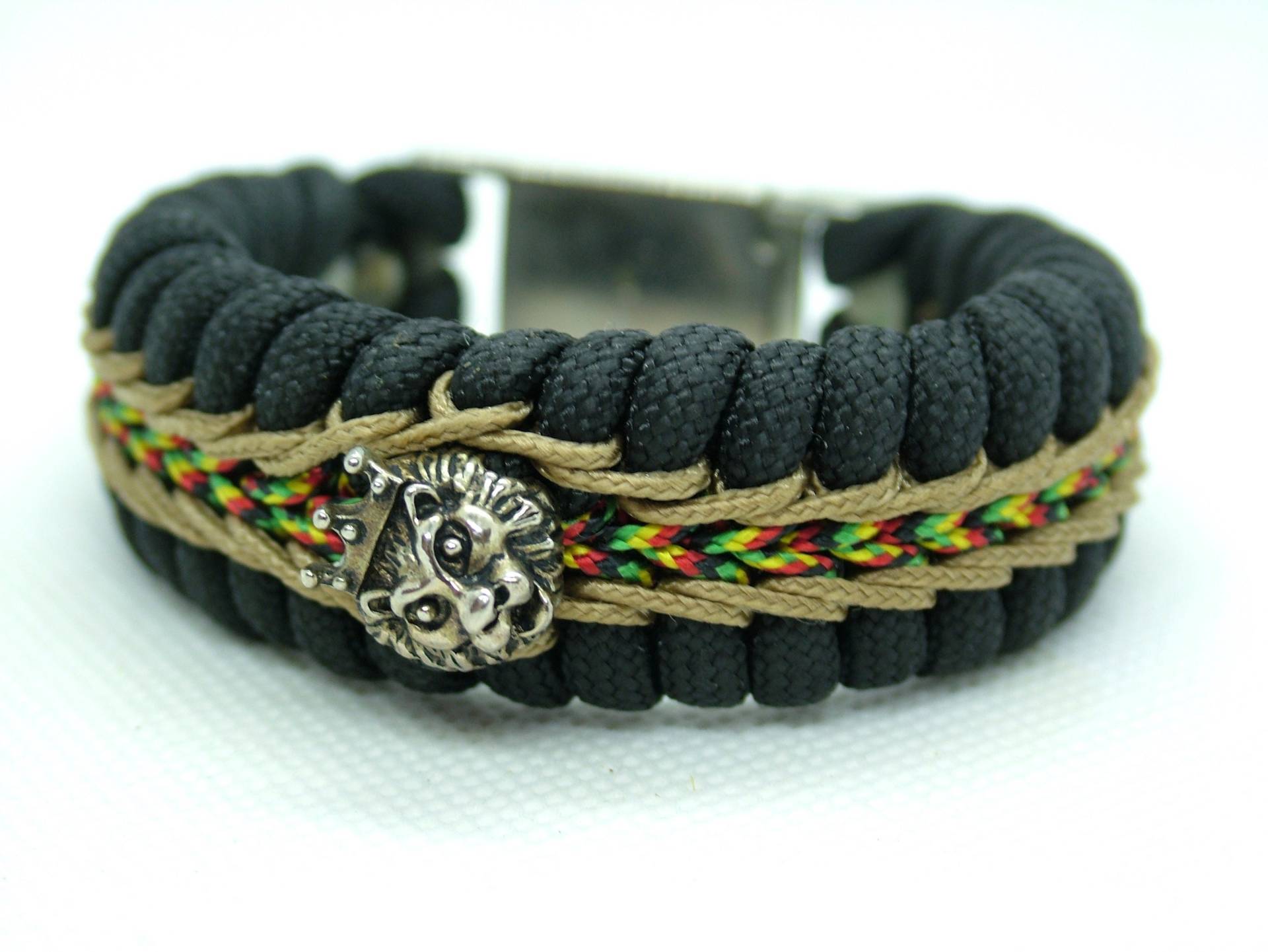 Löwe Rasta Armband Gold Lion Paracord Mit Metallschnalle/Löwen Bob Marley Reggae Für Männer von Pyracord