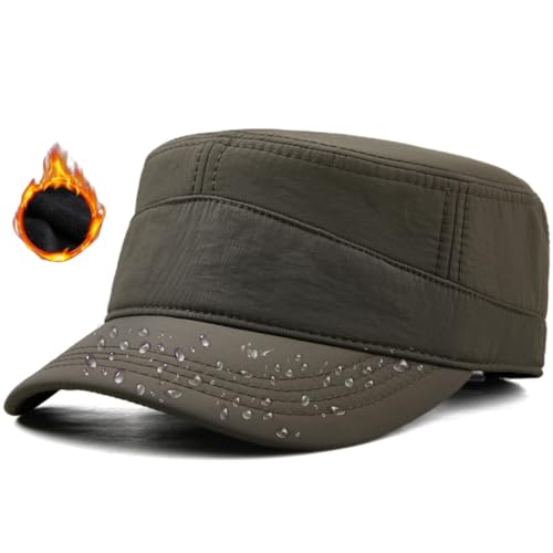 Herren Wasserdicht Winter Military Schildmütze: Cuba Army Basecap Haube, Warme Wintermütze Baseball Army Cap Kappe, Männer Schildkappen Kopfbedeckung Hut, Groß Kopf XL XXL 61 62 63 cm oliv grün von Pyrafox