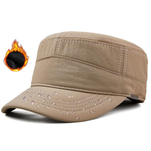 Herren Wasserdicht Winter Military Schildmütze: Cuba Army Basecap Haube, Warme Wintermütze Trappermütze, Baseball Cap Kappe, Männer Schildkappen Kopfbedeckung Hut, Groß Kopf XL XXL 61 62 63 cm khaki von Pyrafox