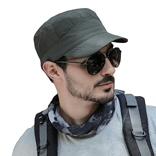 Pyrafox Herren Army Cap: Sommer Schildmütze & Sonnenhut - Männer Military Cuba Basecap, Baseball Schildkappen, Mütze, Hut - Kopfbedeckung für Army & Sommer, M L 58 59 60 cm Oliv grün von Pyrafox