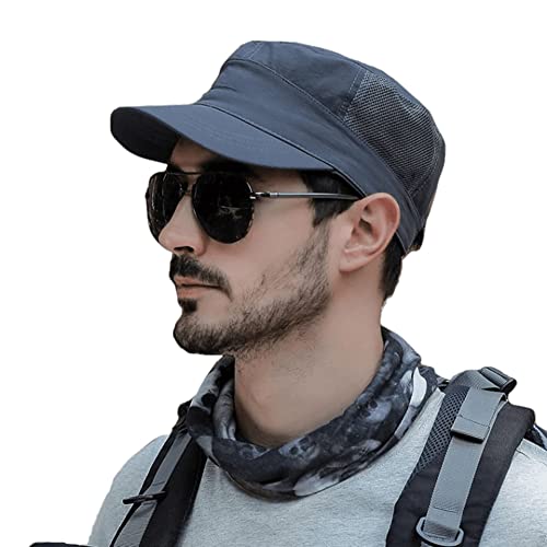 Pyrafox Herren Army Cap: Sommer Schildmütze & Sonnenhut - Männer Military Cuba Basecap, Baseball Schildkappen, Mütze, Hut - Kopfbedeckung für Army & Sommer, M L 58 59 60 cm grau von Pyrafox