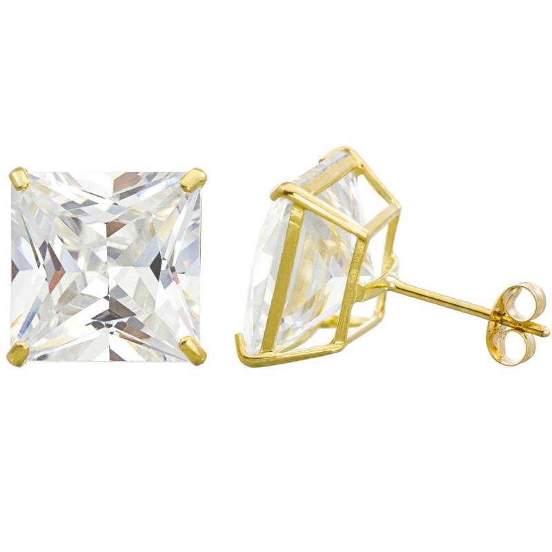 10K Gold Princess Cubic Zirconia | Cz Doppelkorb Push Back Ohrstecker - 2 Mm Bis 10 von PyramidJewelry