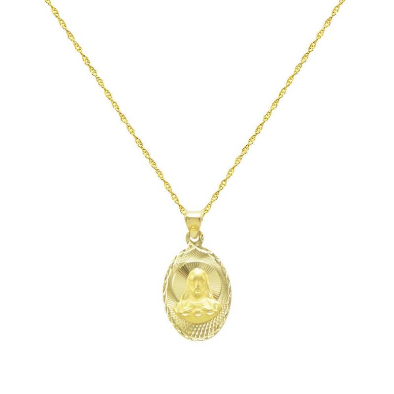 14 K Gelb Gold Sagrado Corazon De Jesus Anhänger Halskette von PyramidJewelry