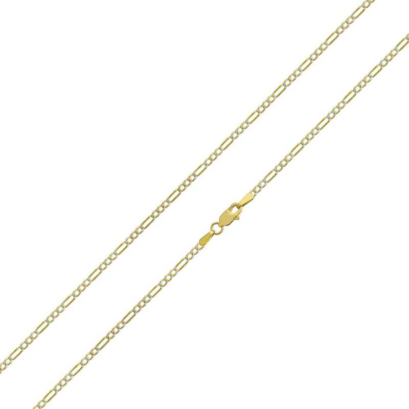 14K Gelb Gold 1.8 Mm Weiß Pave Figaro Hohle Kette Halskette, 16 "Bis 50" von PyramidJewelry