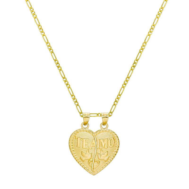 14K Gelb Gold Te Amo Zerbrechlich Herz Anhänger Halskette von PyramidJewelry