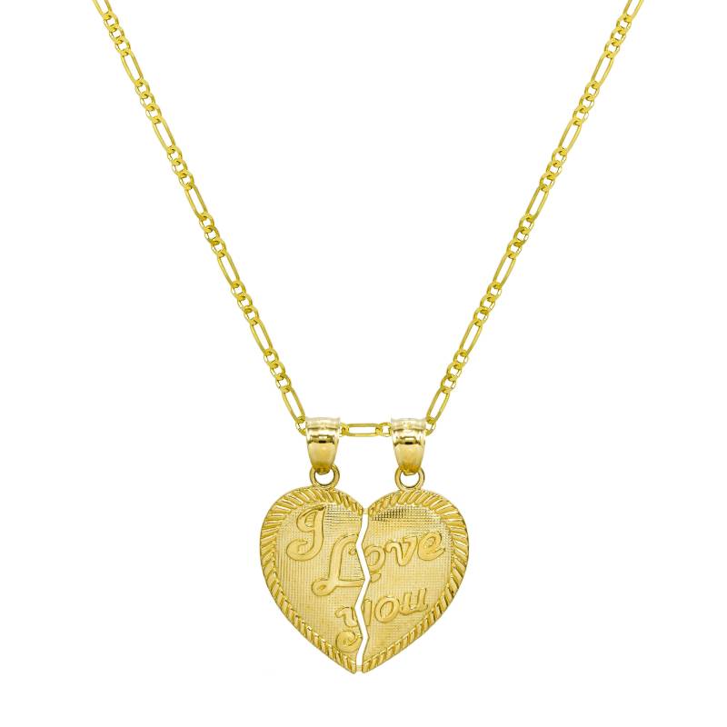 14K Gelbgold, Ich Liebe Dich Zerbrechlichen Herz Anhänger Halskette von PyramidJewelry